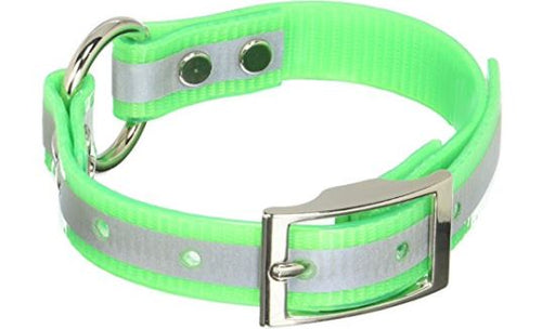 Omnipet Sunglo Reflective Ring-in-Center Wide Dog Collar (Blue, 1 x 19)