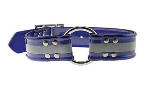 Omnipet Sunglo Reflective Ring-in-Center Wide Dog Collar (Blue, 1 x 19)