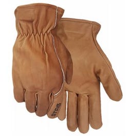 Leather Work Gloves, Premium Chocolate Cowhide, Men's L