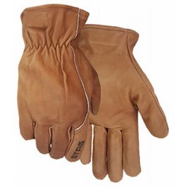 Leather Work Gloves, Premium Chocolate Cowhide, Men's M