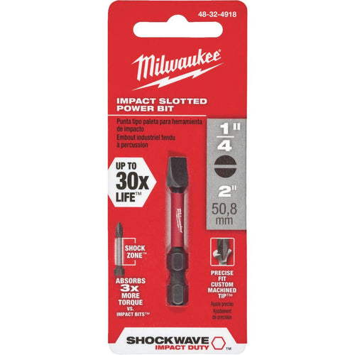 Milwaukee Shockwave 1/4 In. Slotted 2 In. Power Impact Screwdriver Bit
